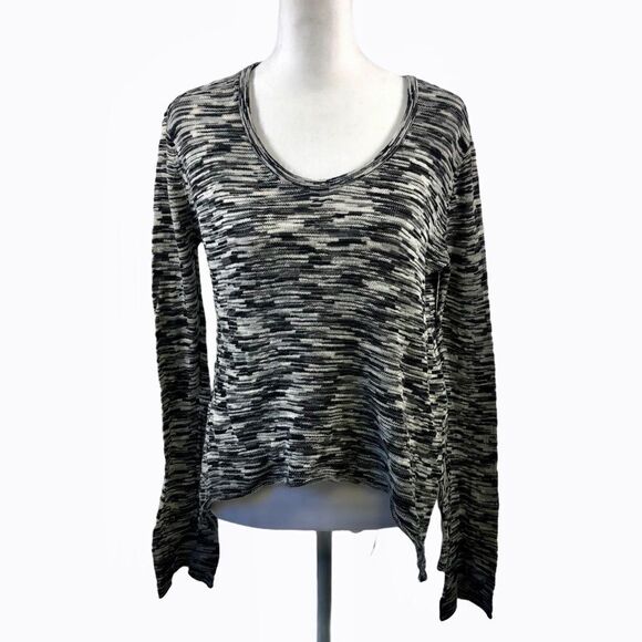 C&C California Gray White Long Sleeve Top S - Picture 1 of 7